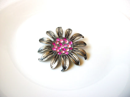 Vintage Rustic Rhinestone Brooch Floral Pin 72580
