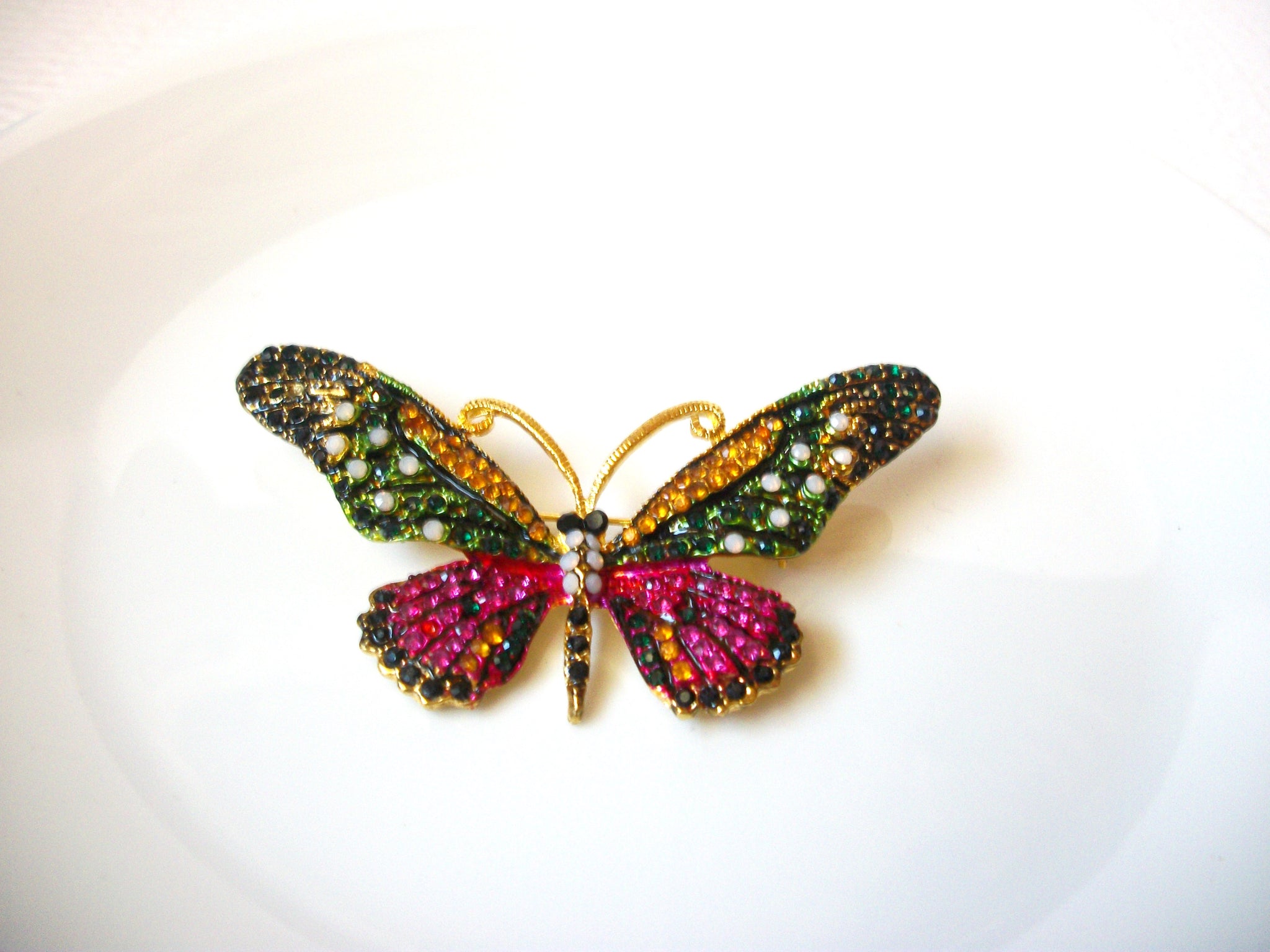 Colorful Butterfly Artisan Hand Inlaid Rhinestones Heavier Larger Butterfly Pin 72518