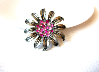 Vintage Rustic Rhinestone Brooch Floral Pin 72580