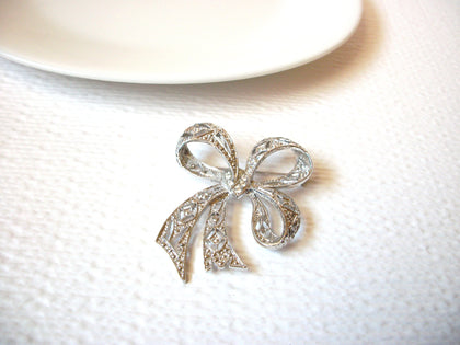 Vintage Silver Toned Filigree Bow Tie Ribbon Metal Pin 72518