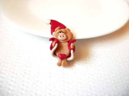 Vintage Christmas Pig Brooch Pin 102120