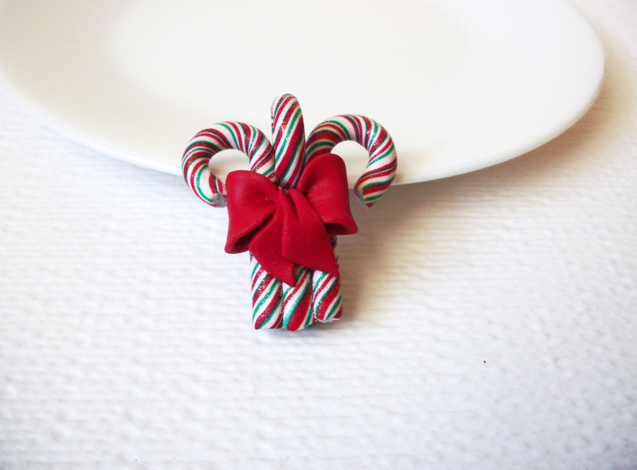 Vintage Hand Molded Candy Cane Brooch Pin 102120