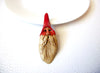 Vintage Hand Molded Weathered Face Santa Cane Brooch Pin 102120