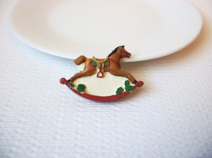 Vintage Hand Molded Rocking Horse Brooch Pin 102120