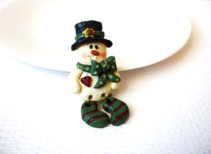 Vintage Snowman Brooch Pin 102120