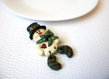 Vintage Snowman Brooch Pin 102120