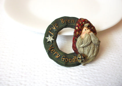 Vintage Hand Painted Santa Christmas Brooch Pin 102120