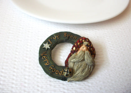 Vintage Hand Painted Santa Christmas Brooch Pin 102120