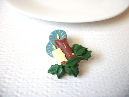 Vintage Hand Painted Candle Christmas Brooch Pin 102120
