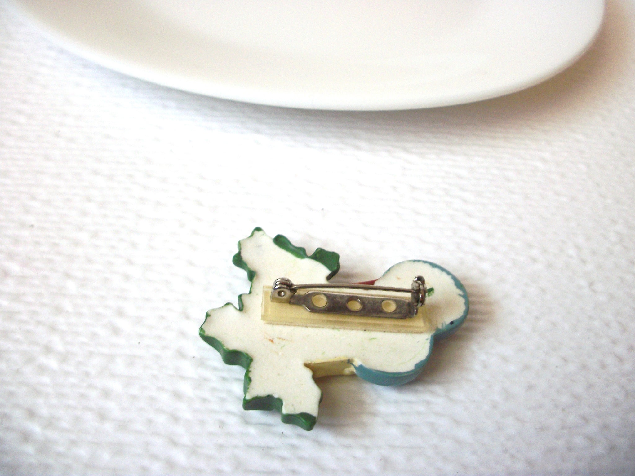 Vintage Hand Painted Candle Christmas Brooch Pin 102120