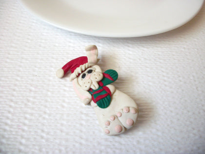 Vintage Christmas Dog Brooch Pin 102220