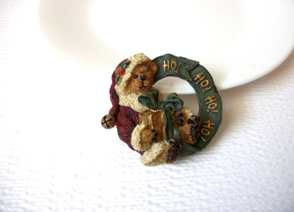 Vintage Hand Painted Bear Image Christmas Brooch Pin 102120