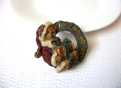 Vintage Hand Painted Bear Image Christmas Brooch Pin 102120
