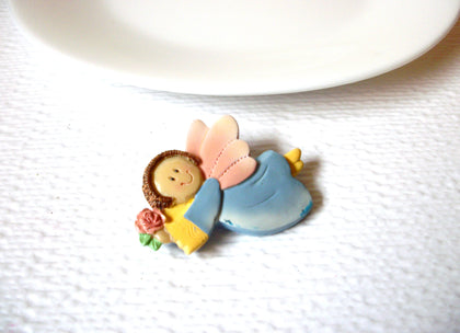 Vintage Hand Painted Angel Christmas Brooch Pin 102220