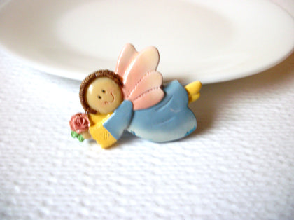 Vintage Hand Painted Angel Christmas Brooch Pin 102220