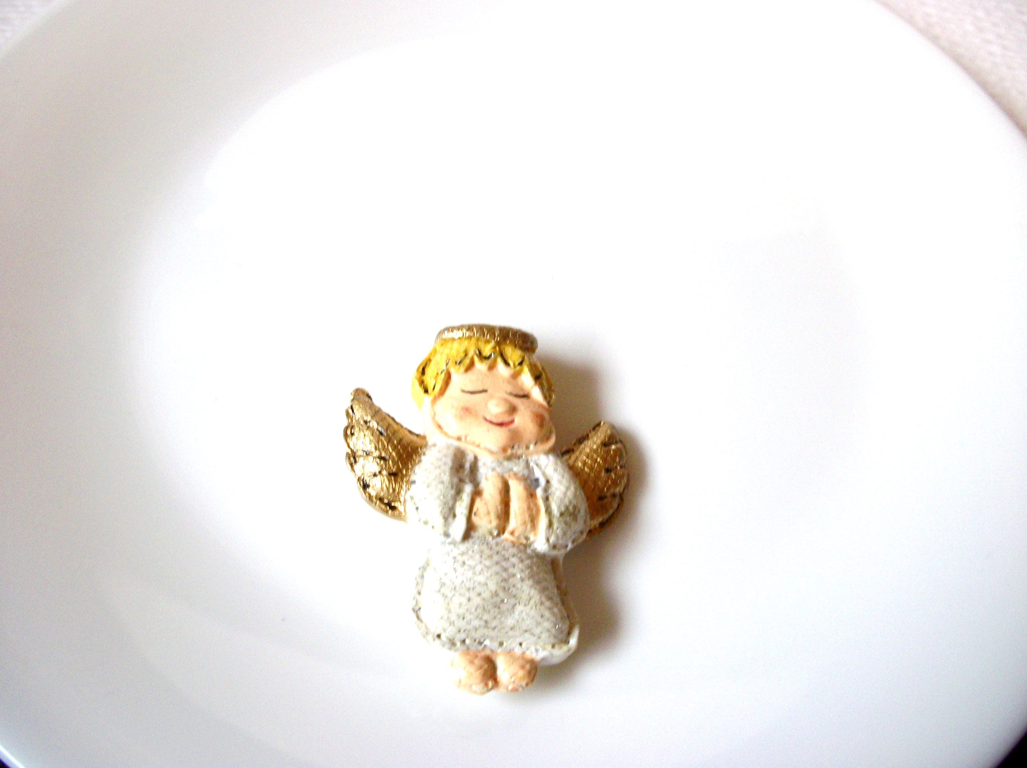 Vintage Hand Painted Angel Christmas Brooch Pin 102220