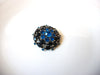 Vintage Black Blue Prong Set Crystal Brooch Pin 102420