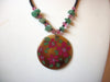 Vintage Hand Made Glass Aventurine Flower Shell Necklace 102420