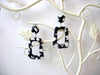 Lola Black White Earrings, PU Leather, Dangle Wild Cat, Dangle Earrings S15