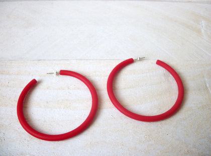 Susan Red Big Hoop Earrings, Acetate Earrings, Resin Earrings, Acrylic, Statement Earrings S14