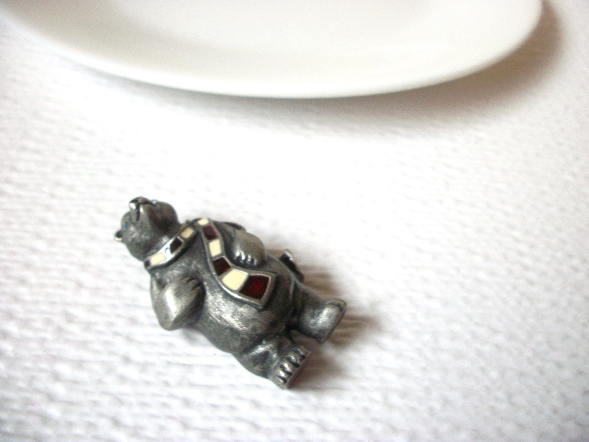 Vintage Pewter Christmas Bear Brooch Pin 102520