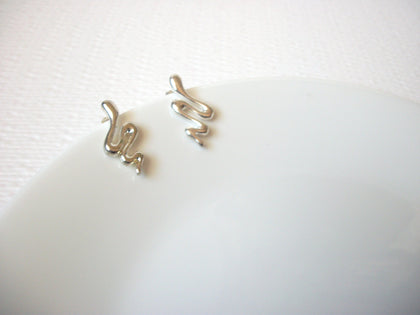 Retro 1970s Silver Toned Snake Earrings 102520
