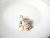 Vintage Hand Molded Easter Bunny Brooch Pin 102620