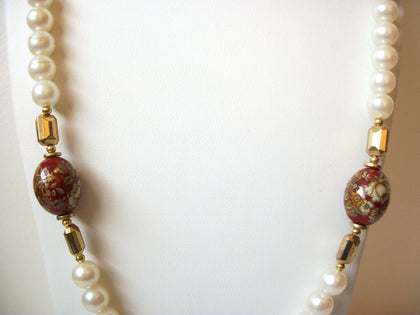 Romantic Vintage Faux Pearl Floral Necklace 102620