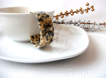 Sarah Light Ivory Black Cuff Bracelet, Simple Minimalist Tortoise Bracelet, Tortoiseshell Cuff, Tortoise Shell Cuff Bangle, Acetate Cuff S19