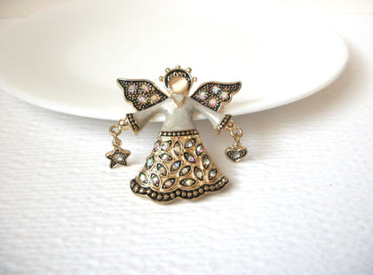 Vintage Crystal Angel Brooch Pin 102620