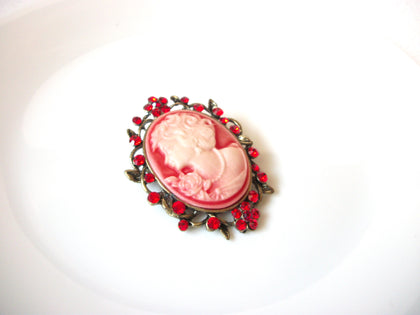 Vintage Antiqued Gold Toned Cameo Brooch Pin Enhancer 102720