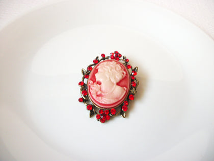 Vintage Antiqued Gold Toned Cameo Brooch Pin Enhancer 102720