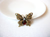 Vintage Antiqued Gold Toned AB Crystal Butterfly Brooch Pin 102720