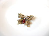 Vintage Antiqued Gold Toned AB Crystal Butterfly Brooch Pin 102720