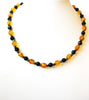 Vintage Black Amber Gold Glass Necklace 102720