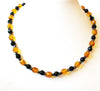 Vintage Black Amber Gold Glass Necklace 102720