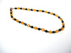 Vintage Black Amber Gold Glass Necklace 102720