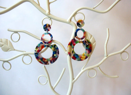 Carmen Colorful Tortoise Earrings, Tortoise Shell Earrings, Tortoise Shell Earrings, Acetate Earrings, Lightweight Resin Hoop Earrings S26