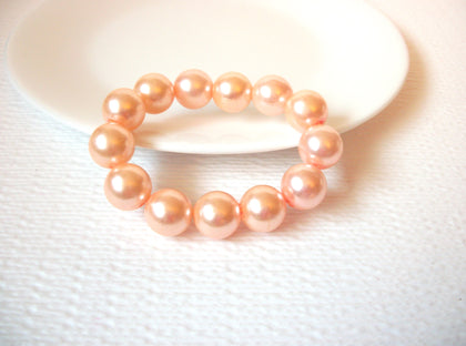 Vintage Peachy Orange Faux Pearl Bracelet 102720