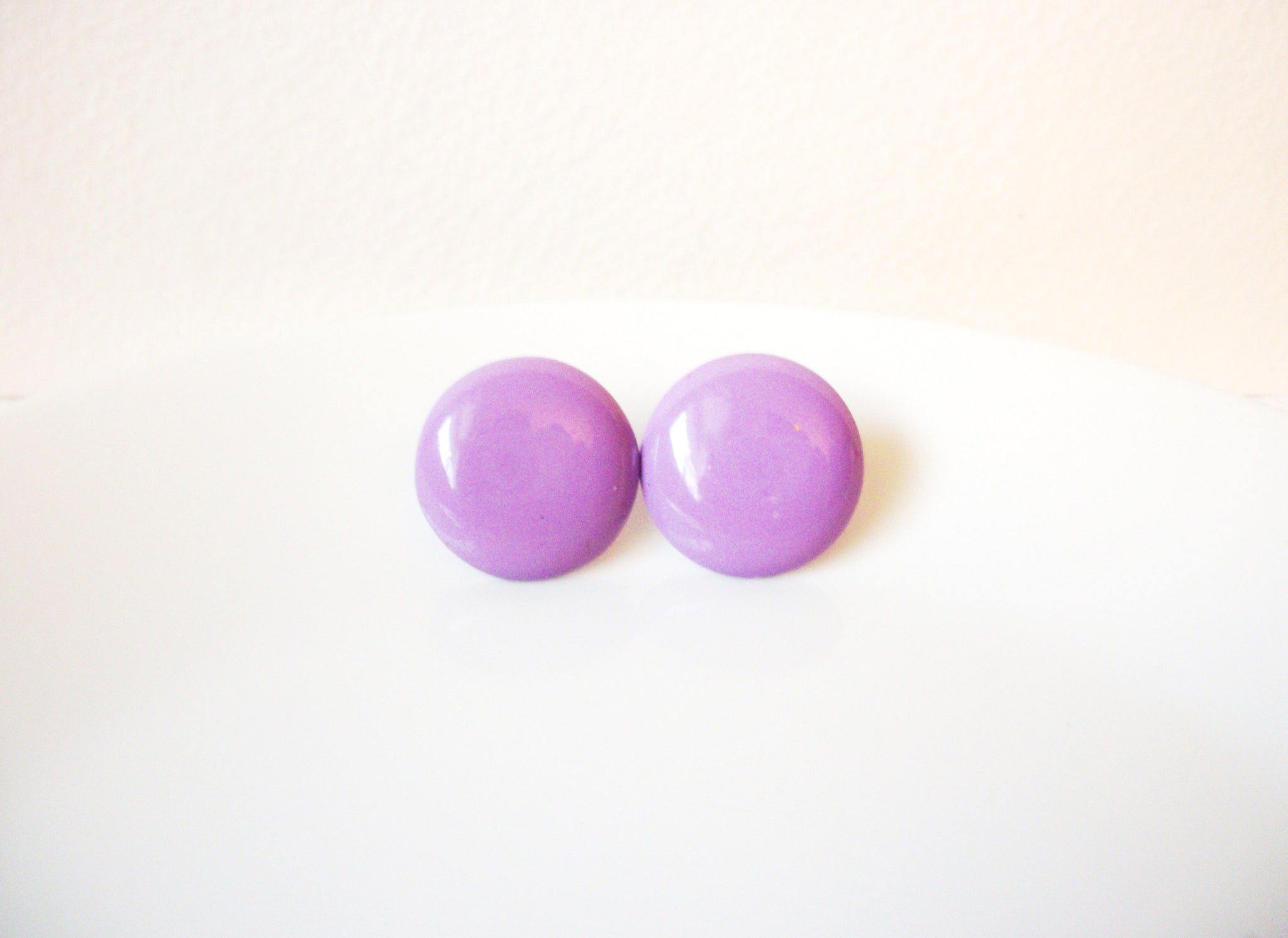 Retro Lavender Dome Button Earrings 102720