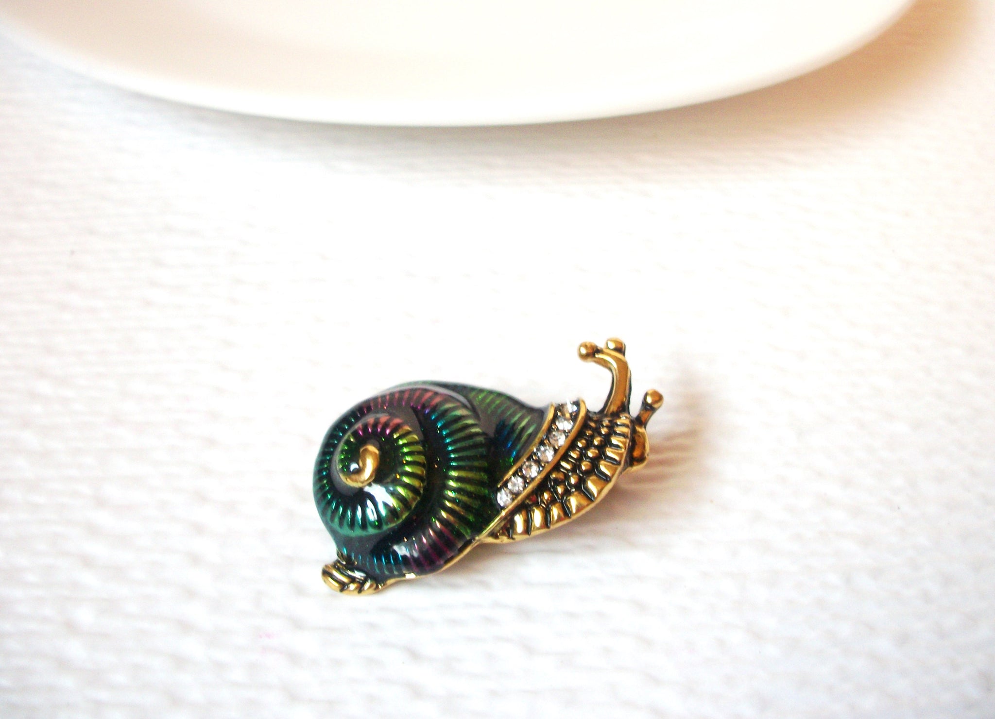 Vintage Rhinestone Snail Brooch Pin 102720
