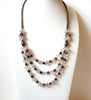 Vintage Hematite Pink Glass Necklace 102720