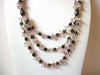 Vintage Hematite Pink Glass Necklace 102720