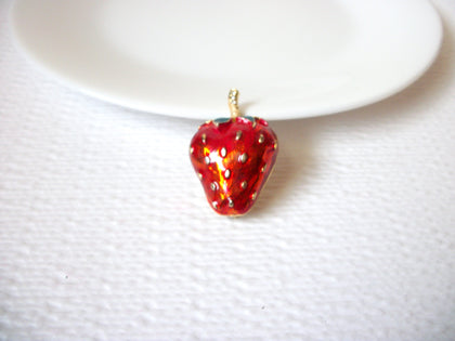 Vintage Enameled Strawberry Brooch Pin 102720