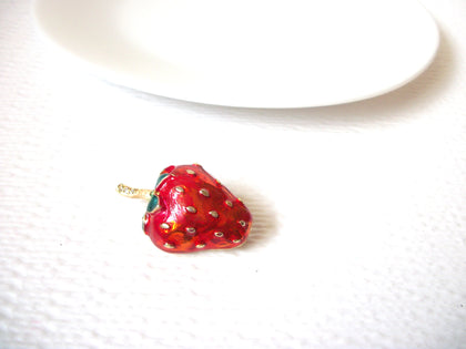 Vintage Enameled Strawberry Brooch Pin 102720