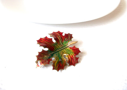 Vintage Enameled Maple Leaf Brooch Pin 102720