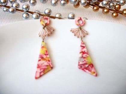 Rose Tortoise Earrings, Tortoise Shell Earrings, Tortoise Statement Earrings, Acetate Earrings, Lightweight Resin Earrings