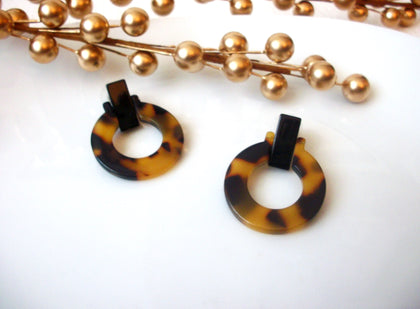Kylie Dark Brown Tortoise Earrings, Tortoise Shell Earrings, Tortoise Doorknockers, Acetate Earrings, Resin Earrings, Acrylic Earrings S18A