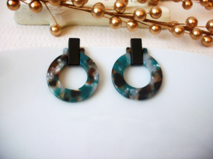 Anny Azure Blue Tortoise Earrings, Tortoise Shell Earrings, Tortoise Doorknockers, Acetate Earrings, Resin Earrings, Acrylic Earrings S31
