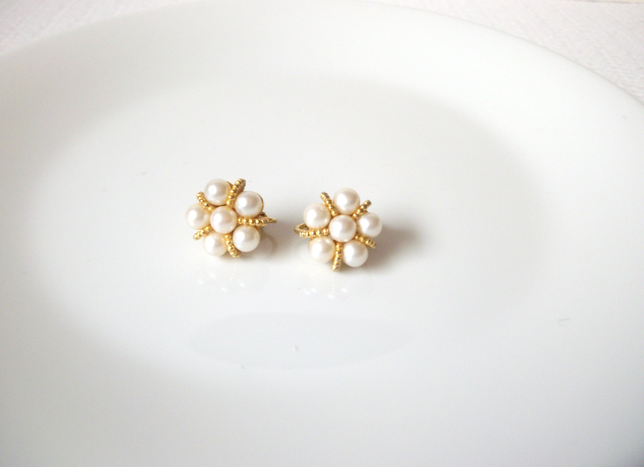 Vintage Glass Pearl Earrings 102720